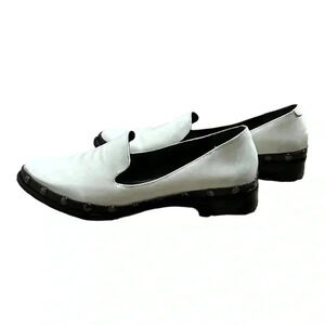 Anthropologie M4de White Patent Leather Loafers Size 7